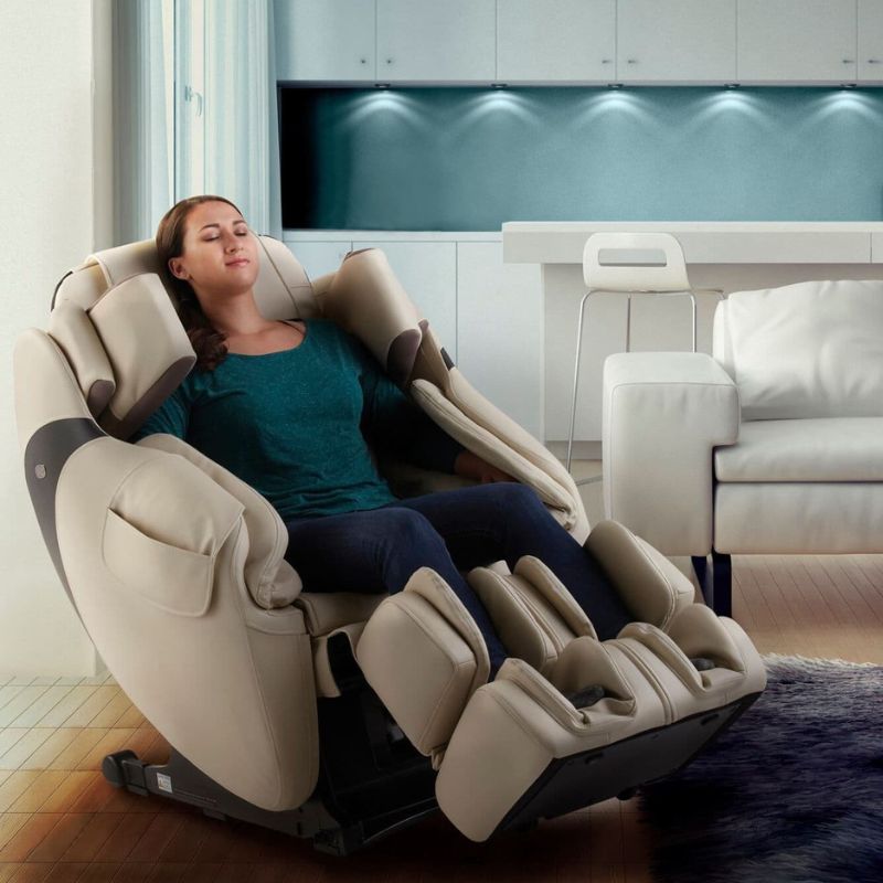 woman sitting in a massage chair